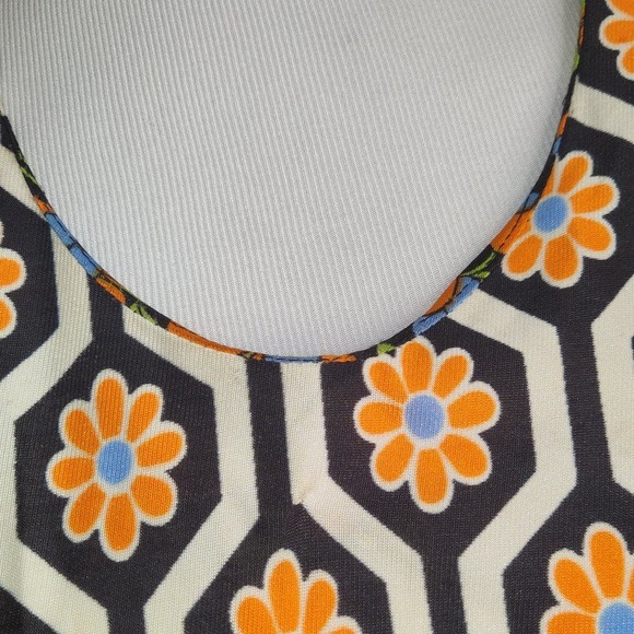 Vintage 60s Hobnobber Naturally Maxi Dress 70s Floral Geometric Long Sleeve - Picture 7 of 12